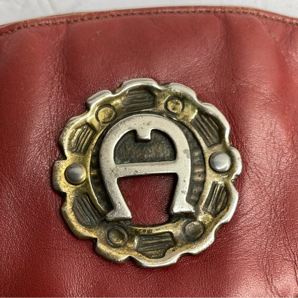 Vintage 70s Etienne Aigner Red Shoulder Bag Hand Made Oxblood Leather 12X9" - Picture 8 of 16